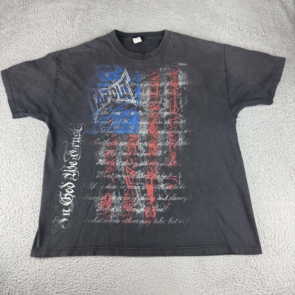 Tapout Shirt Mens XL Black MMA Fader Boxy USA Flag Skate Vintage‎ Y2K AOP
